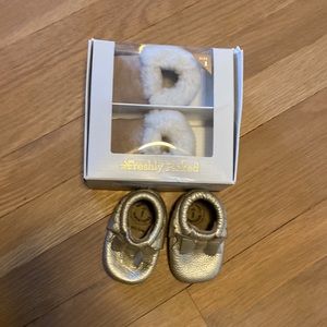 Shearling lined Freshly Picked Moccasin + gold moccasin bundle!